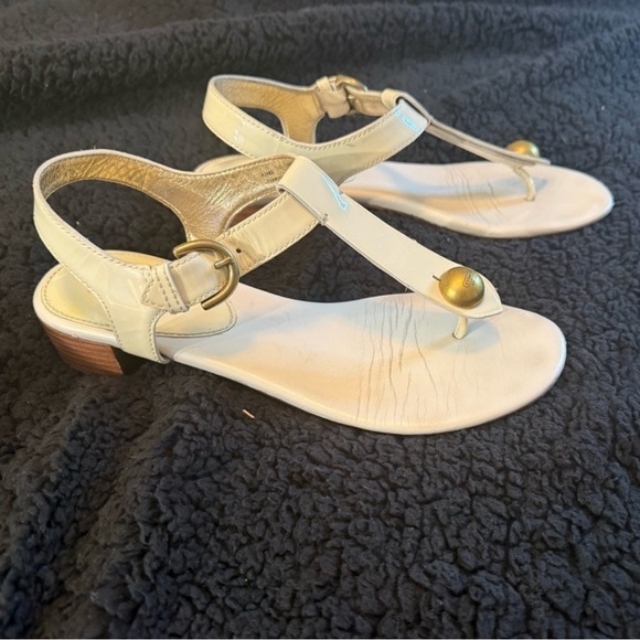 Coach Cream Sandals with Gold Buckle - Picture 14 of 14